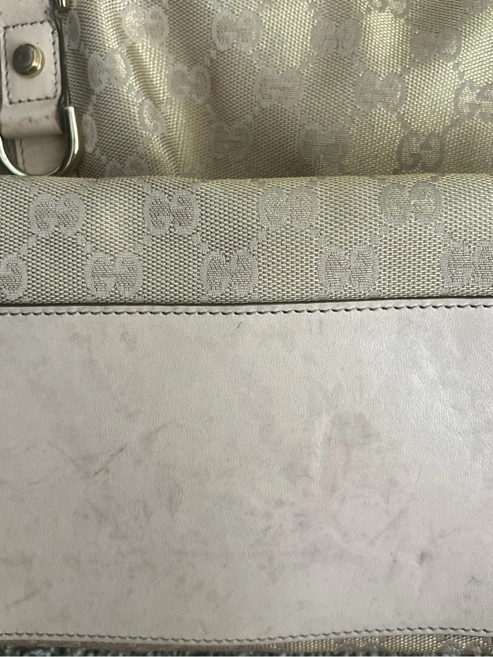 Gucci Metallic Rose Gold GG Monogram Abbey D-Ring Tote Bag